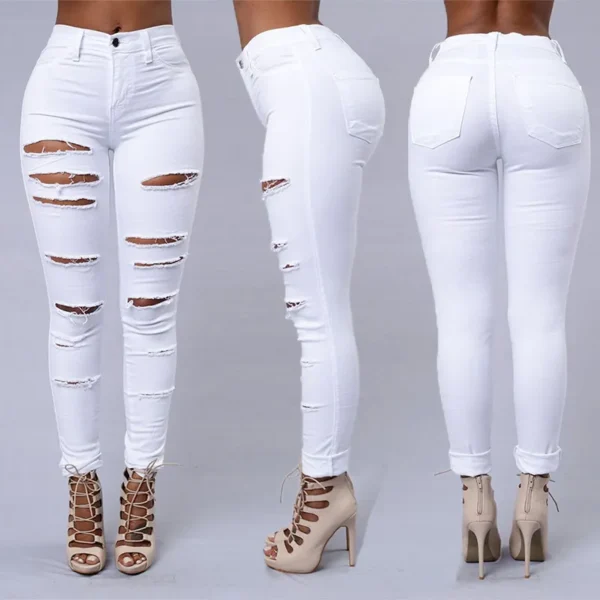 Hot sale ripped jeans for women sexy skinny denim jeans fashion street casual pencil pants female spring and summer clothing 1