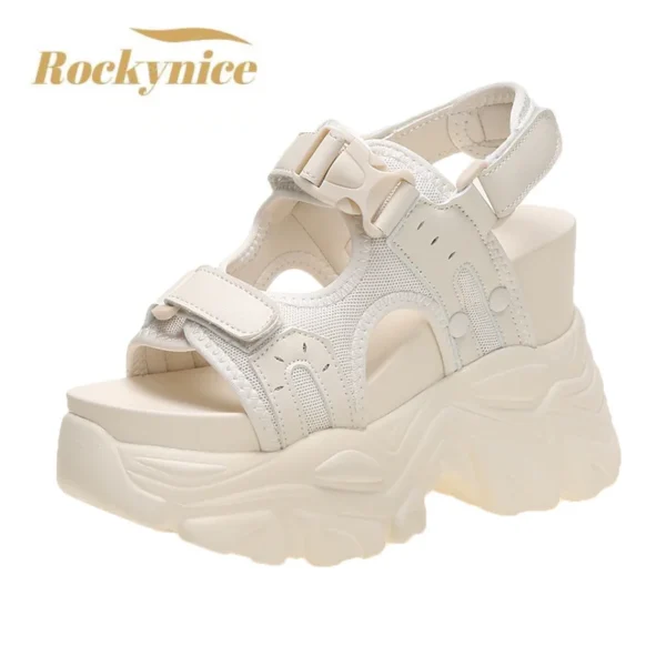 Fashion Summer Women Sandals Peep-toe Wedge Platform Sneakers Woman 10.5CM Heels Thick Bottom Sandal New Casual Beach Flip Flops 1