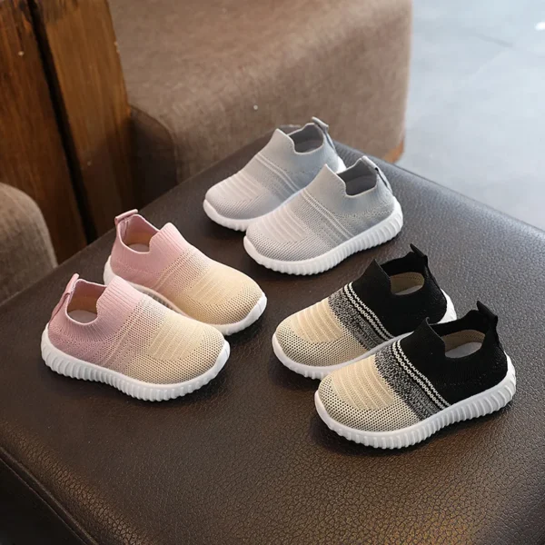 Baby Sneakers 2023 Fashion Children Flat Shoes Infant Kids Baby Girls Boys Solid Stretch Mesh Sport Running Sneakers Shoes 2