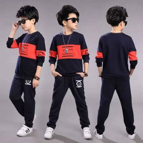 2024 New Boys Clothes Sport Suit Casual Sets Autumn Letter Children Winter Kids Tracksuit Spring + pants 5 6 7 8 9 10 11 12 year 5