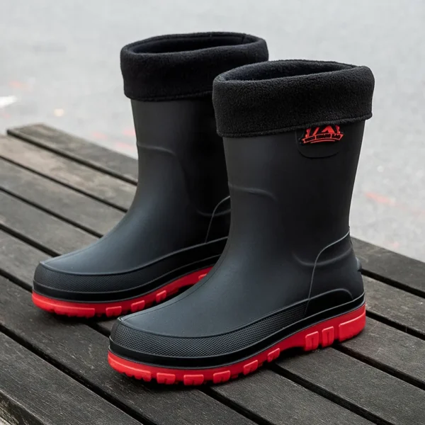 Men's Work Safety Shoes Men's Rain Boots Non-slip Water Shoes Mid-calf Boots Waterproof Rubber Shoes Fishing Shoe 5