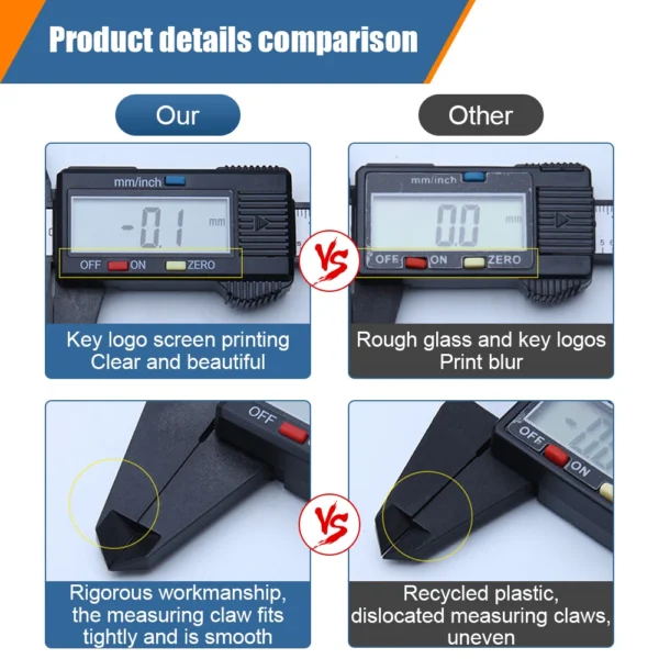 100/150mm Electronic Digital Caliper 6Inch Vernier Caliper Gauge Micrometer Measuring Tool Pachometer Digital Ruler with Battery 2