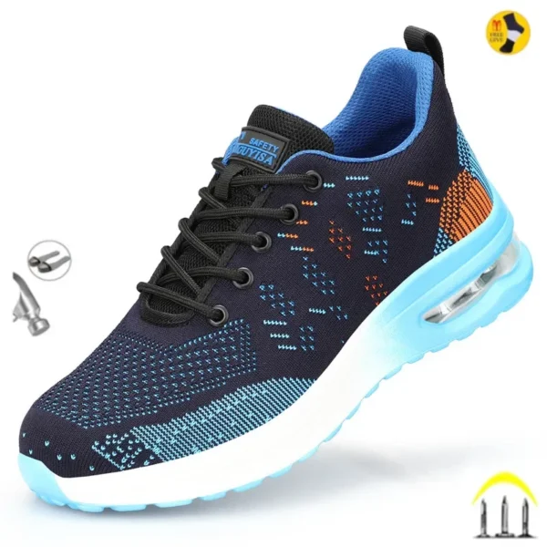 Breathable Men Work Safety Shoes Steel Toe Cap Air Cushion Working Boots Construction Indestructible Work Sneakers Men Shoes 1