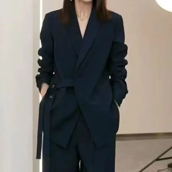 Women's Spring Autumn New Casual Suit Jacket Matching Set Korean Elegant Loose Blazers Wide Leg Pants Two Piece Female Clothing 5