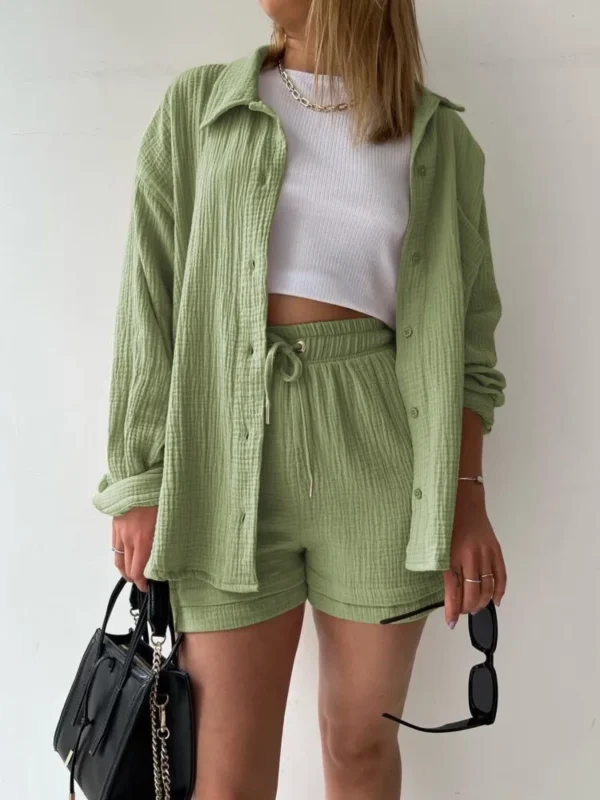 Women's Two-piece Set, Paired With Short Clothing, Casual, Retro, Street Style 3