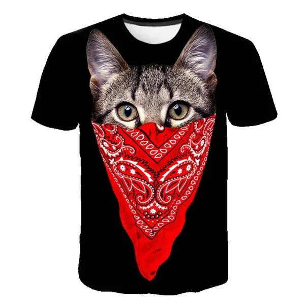 Chlidren Clothes Summer Cool 3D Print Cat T-shirt Boys and Girls Hiphop Tees Tshirts Kids tops 1 3 5 7 8 9 10 11 12 13 14 Years 1