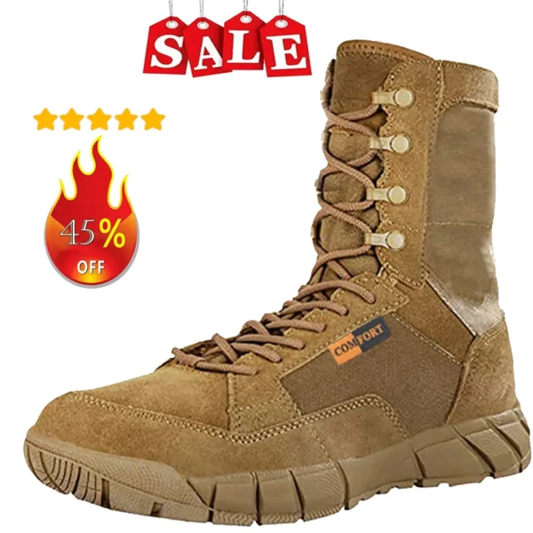 Lightweight Men's Tactical Shoes Combat Boots Military Training Lace Up Waterproof Outdoor Botas Hiking Breathable Army Shoe 1