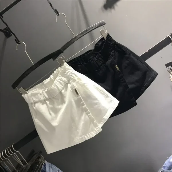 Women Slim A-line Wrapped Buttocks A-half European Chubby Oversized New Versatile Elastic High Waisted Denim Short Skirt Pants 4