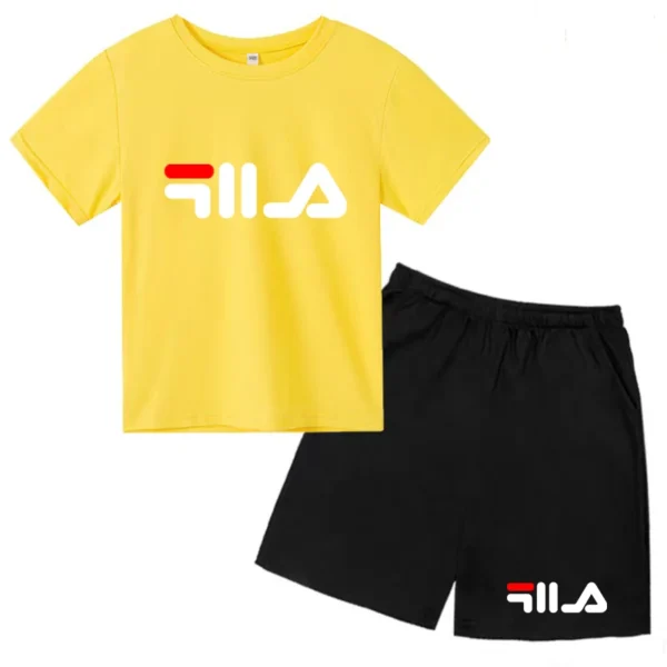 Kids Summer Causal Letter Print Soft Round Neck T-shirts+Pants 2pcs Sporty Suits 2-13 Years Boys Girls Outfits Children Clothes 2