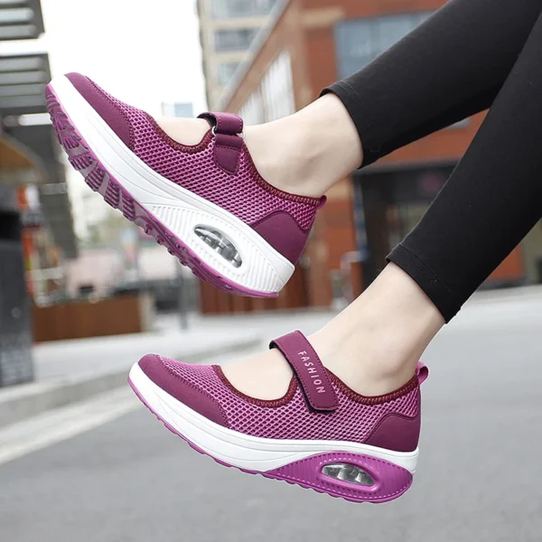 Women Tennis Shoes New Hook Loop Air Cushion Shoe Non-slip Sole Breathable Female Casual Increase Footwear Outdoor Walk Sneakers 4