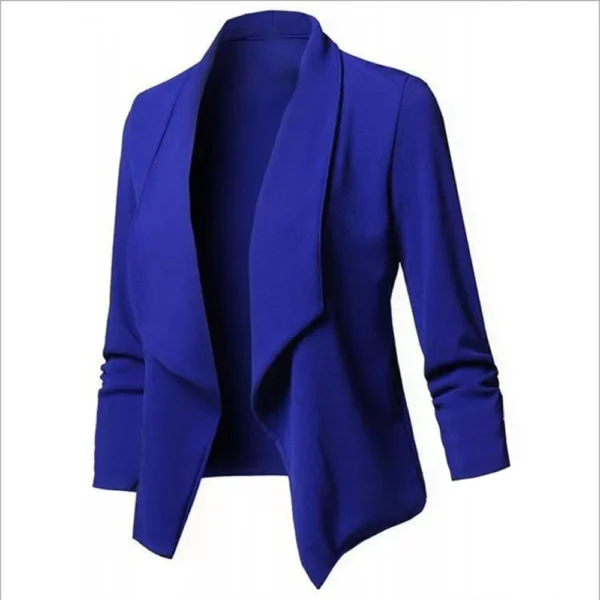 Women OL Blazers Oversized S-5XL Female Notched Long Sleeve Pleated Slim Business Workwear Cardigan Blazers Coats ZC545 4