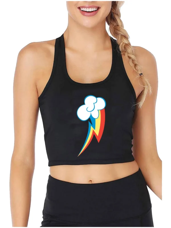 Rainbow Dash Graphics Cutie Sexy Slim Crop Top Street Fashion Funny Rock Tank Tops Girl' Cotton Sports Fitness Training Camisole 1