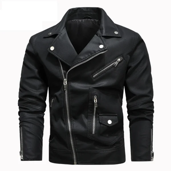 Motorcycle Leather Jacket New Fashion Large Lapel Trends Coats Diagonal Zipper PU Faux Leather Jackets Plus Size Outwear Clothes 6