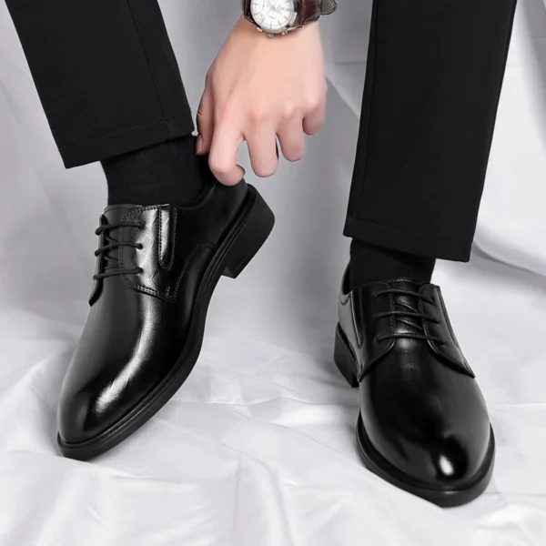 3/6/8 CM Elevator Shoes Men Dress Shoes Black Soft Leather Men Heighten Formal Shoes Casual Business Men Oxfords Suit Shoes 4