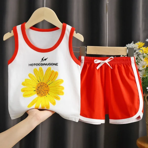 Children's Tracksuit Summer Kids Clothes Boys Sleeveless Tops + Shorts Suit Fashion Boys Vest 2 Piece Set 1-6 Year Old 2