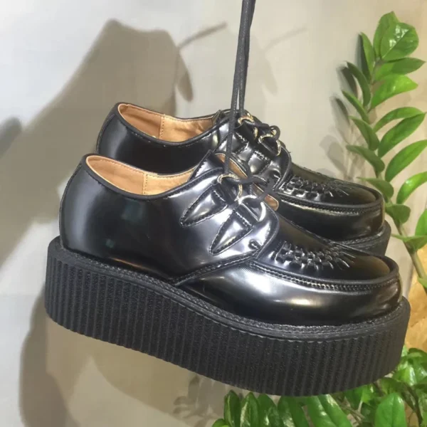 Black Harajuku Shoes Classic Lace UP High Platform Creepers Fashion Harajuku Punk Shoes Women's Casual Shoes Platform Shoes 2