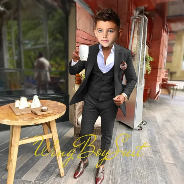 Cream Boys Suit Pants Vest Three Piece Kids Wedding Tuxedo Formal Party Holiday Clothes Custom Child 3