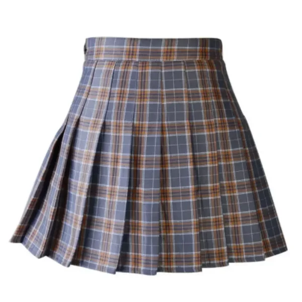 Women Casual Plaid Skirt Girls High Waist Pleated A-line Fashion Uniform Skirt With Inner Shorts 4