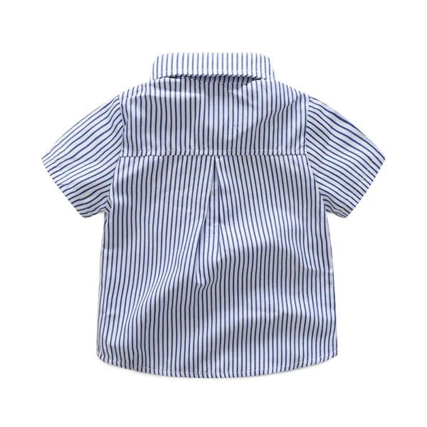 Summer Children Baby Clothes Short Sleeve Striped Shirt Pants Gentlemen Elegant Suit Kids Tracksuit For Toddler Boys Casual Sets 4