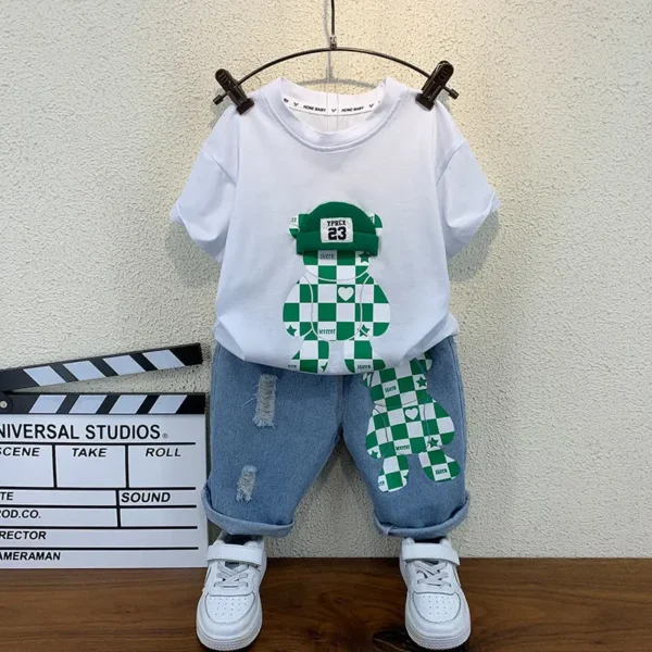 New Selling Summer Baby Boys Clothing Sets Tops bear T-shirt +Short Pants 2 Pieces Set Kids Boys Age 4 5 6 7 8 9 10 12Years 2