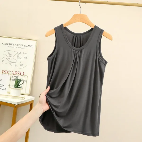 Large size Tank Tops Loose Folds Summer women Modal sleeveless Tshirts Solid color Homewear Top Bottoming Vest XL to 6XL 4