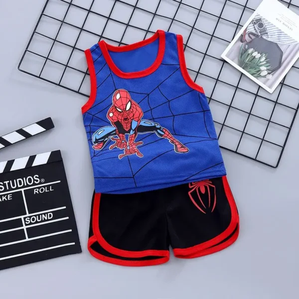 Baby Boys Summer Clothes Sets Infant Kids Cartoon Spiderman Cotton Sleeveless T-shirt Vest+Shorts 2Pcs Suit Children's Wear 2-7Y 4