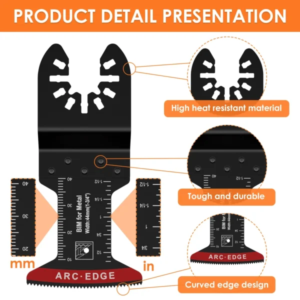 10Pcs Oscillating Saw Blades Multipurpose Curved-Edge Bi-Metal Multitool Blades Japanese Teeth Saw Blade HCS Oscillating Blade 3