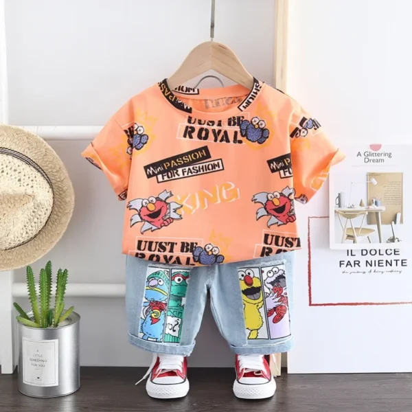 2023 Summer Casual Toddler Baby Boys/Girls Clothing Suit New Children Cartoon Printed Top + Shorts 2 Pcs/Sets Kids Clothes 2