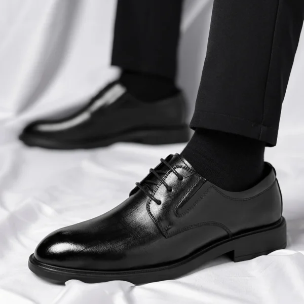 3/6/8 CM Elevator Shoes Men Dress Shoes Black Soft Leather Men Heighten Formal Shoes Casual Business Men Oxfords Suit Shoes 5