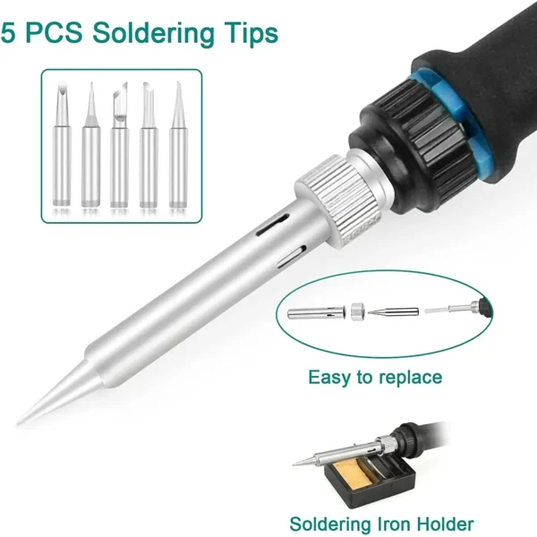 Professional Electric Soldering Iron with LED Display, 80W Adjustable Temperature, Home Repair Tool Kit for Electronics 5