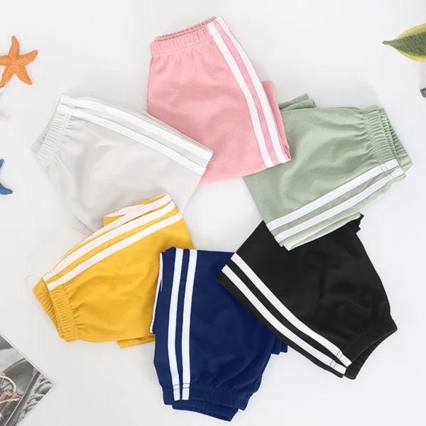 Yellow Shorts for Boys Girls Summer Pants Kids White Striped Short Trousers Children Casual Beach Pants 2 3 4 5 6 7 8 9 10 Years 6