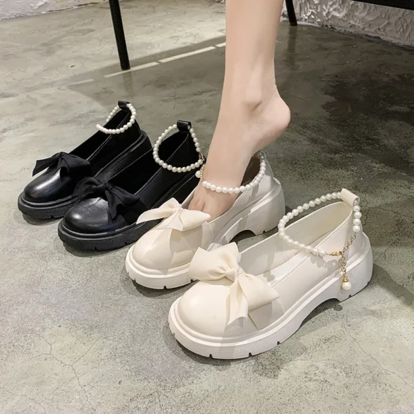 Women Thick Platform Mary Janes Lolita Shoes Party Pumps Summer New Sandals Bow Chain Mujer Shoes Fashion Oxford Zapatos 3