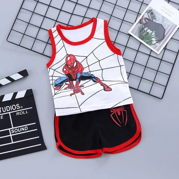 Baby Boys Summer Clothes Sets Infant Kids Cartoon Spiderman Cotton Sleeveless T-shirt Vest+Shorts 2Pcs Suit Children's Wear 2-7Y 3