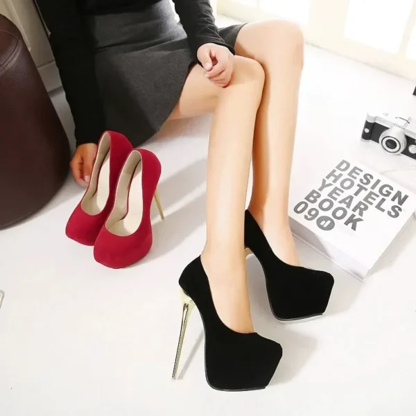 Women High Heels Pumps Fashion Flock Womens Sandals Platform Wedding Pumps Casual Thin Heels Womens Shoes Heels 5