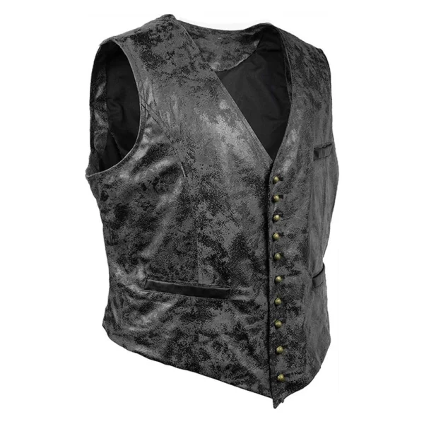 Fashionable Men's Leather Vest for Motorcycle Club Concealed Carry Arms Solid Back Tuxedo Blazer in Faux Leather 2