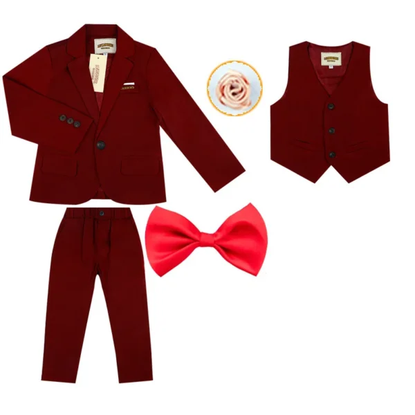 2019 Spring Flower Boys Formal Blazer Clothing Set Kids Jacket Vest Pants 3Pcs Wedding Tuxedo Suit Children Birthday Costume 5