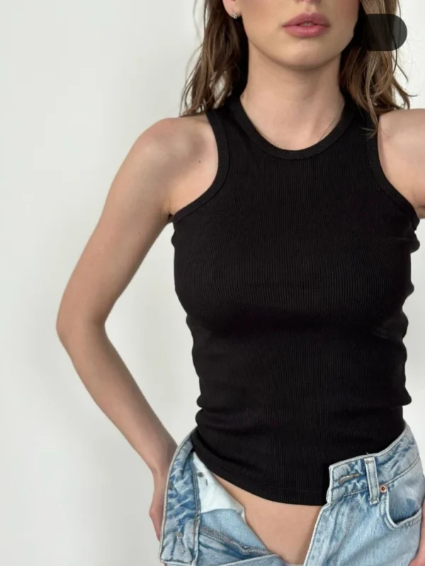 Women's Tees Sleeveless 100% Cotton Tops Summer O Neck Tanks & Camis Vest Slim Solid Sexy Crop Tops for Women Fashion 4