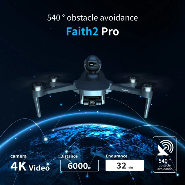 CFLY Faith2 pro Drones 4K Video 3-Axis Gimbal Camera 5 Directions of Obstacle Sensing 32 Mins Flight Time 6km Video Transmission 2