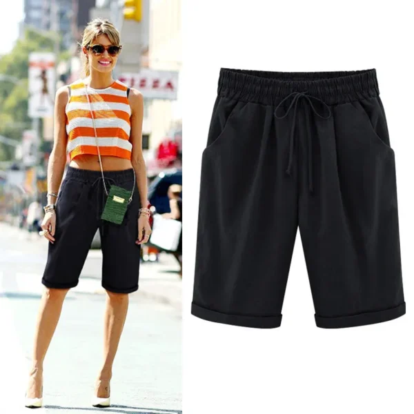 Women's Solid High Waist Harem Pants Capris size Summer Beach Womens Trousers Autumn Black Casual Loose women's shorts 1