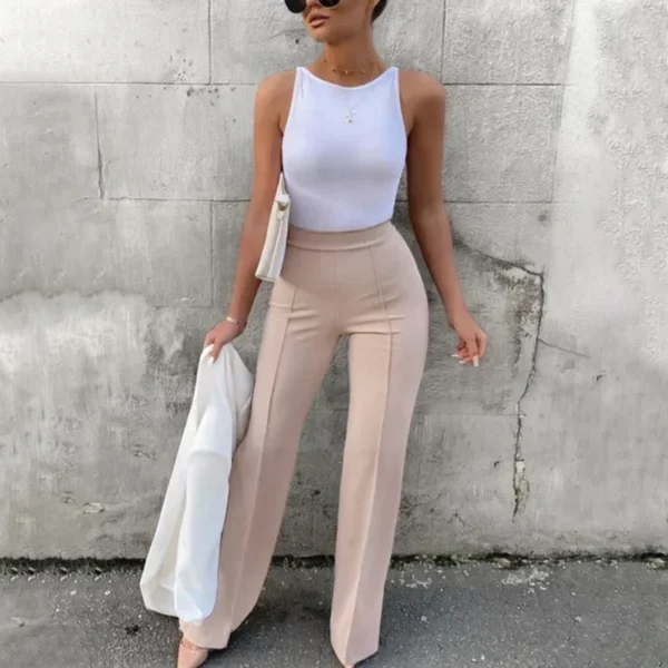 Fashion Solid Slim Flared Pants Women High Waist OL Ladies Career Long Trousers Female Fall  Chic Dropping Bell-Bottom Pants 4