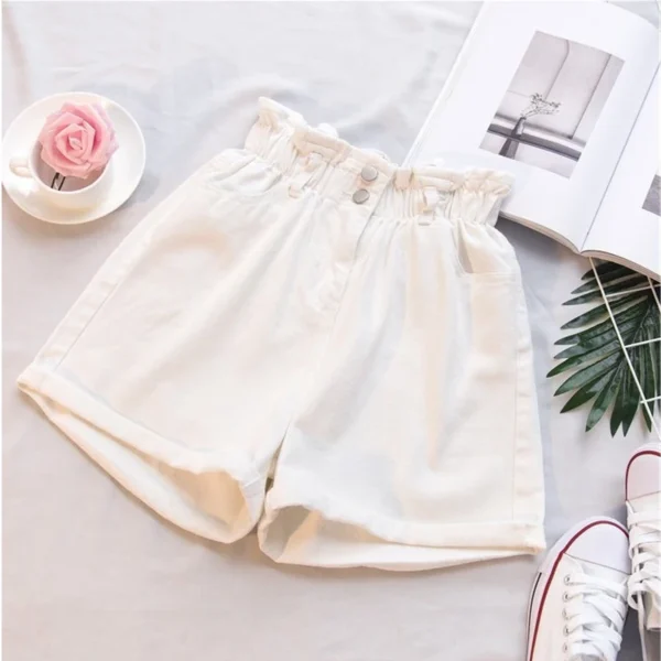 2021 Summer High Waist Denim Shorts Women Casual Loose Ladies Fashion Roll Up Hem Elastic Waist Jeans Female Plus Size S-5XL 6