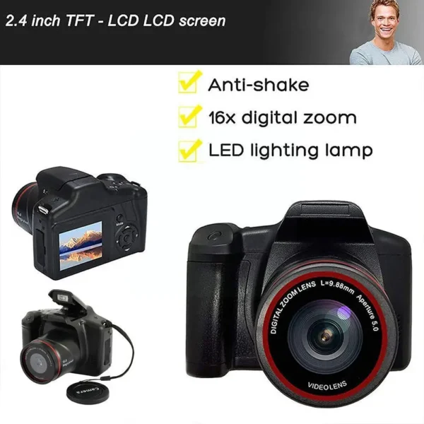 New Digital Camera SLR Portable Anti-shake Vlogging TFT 2.4in Camera 1080P Video LCD Zoom Camera 16X Cameras Ultra HD Scree R9T5 5