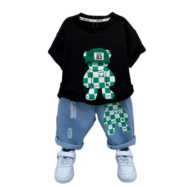 New Selling Summer Baby Boys Clothing Sets Tops bear T-shirt +Short Pants 2 Pieces Set Kids Boys Age 4 5 6 7 8 9 10 12Years 5