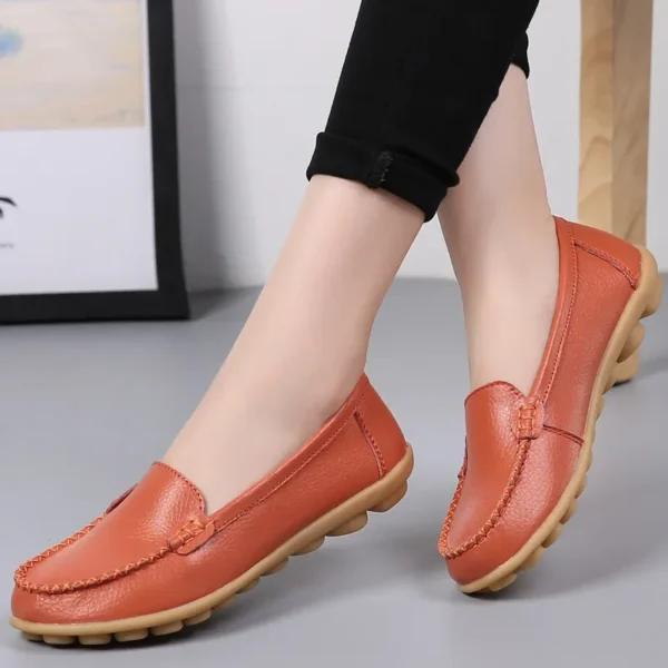 Genuine Leather Shoes Woman Soft Boat shoes for Women Flats shoes Big size 35-44 Ladies Loafers Non-Slip Sturdy Sole 4