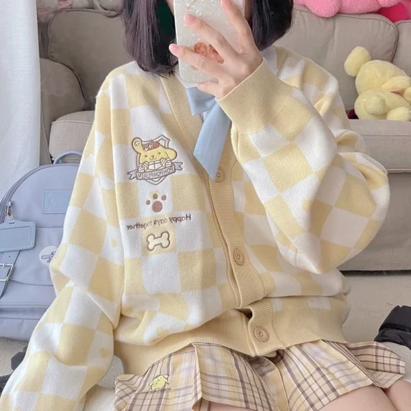 Sanrio Y2k Cinnamoroll Kawaii Cardigan Women Kuromi Melody Korean Fashion Sweater Female Preppy Style Long Knit Top Clothes 2023 5