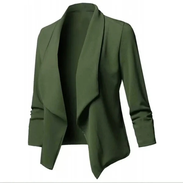 Women OL Blazers Oversized S-5XL Female Notched Long Sleeve Pleated Slim Business Workwear Cardigan Blazers Coats ZC545 5