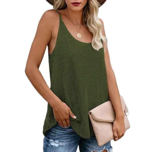 Sexy Knitted Tops for Women Loose Camis Patchwork Streetwear Women Cothing Fashion Tops Sleeveless T Shirt Summer Beachwear Vest 5