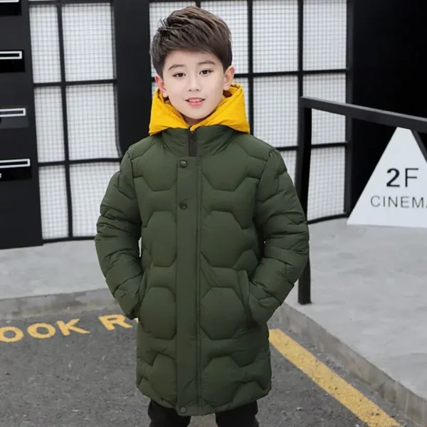 4 6 8 10 12 14 Years Big Boys Jacket Autumn Winter Thicken Warm Teenager Kids Jackets Fashion Long Style Zipper Hooded Boys Coat 4