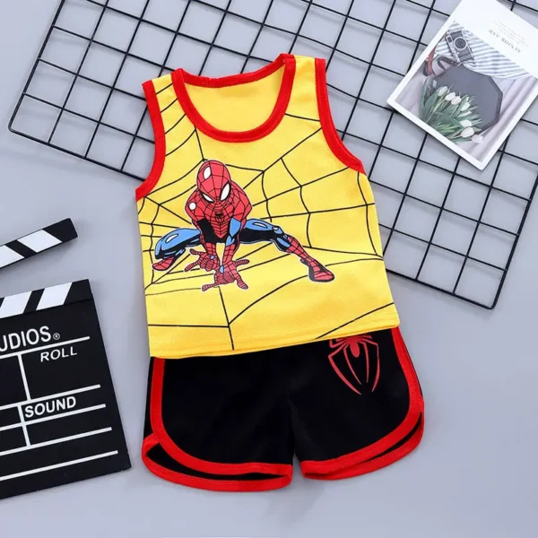 Baby Boys Summer Clothes Sets Infant Kids Cartoon Spiderman Cotton Sleeveless T-shirt Vest+Shorts 2Pcs Suit Children's Wear 2-7Y 5