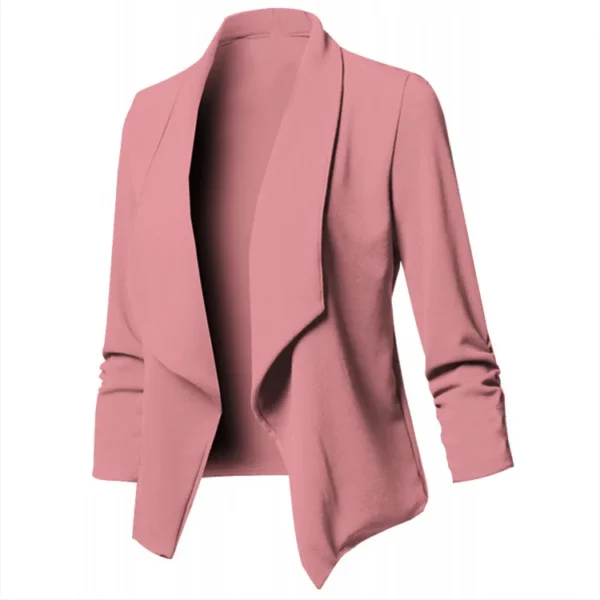 Women OL Blazers Oversized S-5XL Female Notched Long Sleeve Pleated Slim Business Workwear Cardigan Blazers Coats ZC545 2